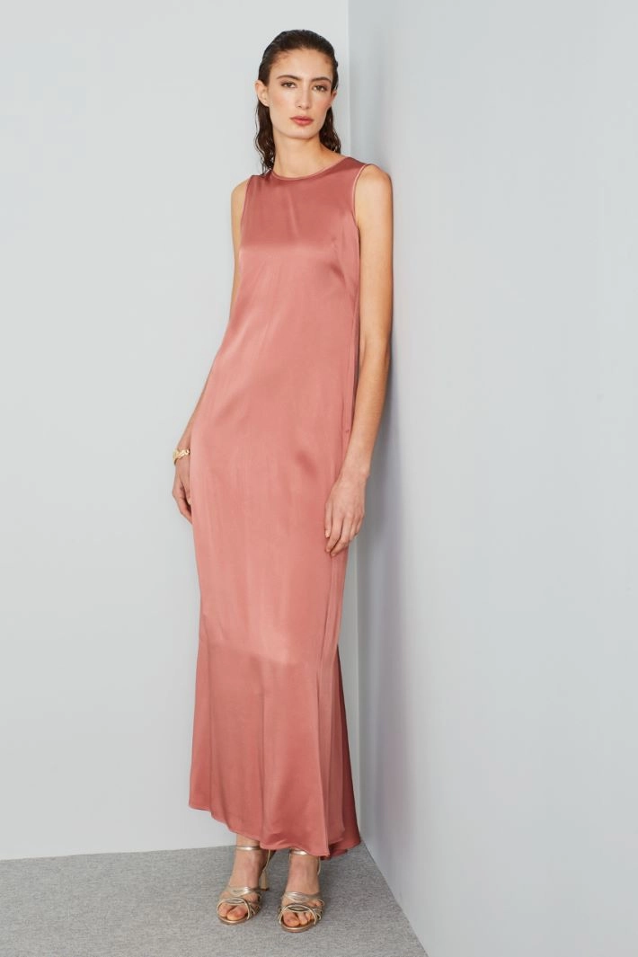 Long envers satin dress - ANTIQUE PINK