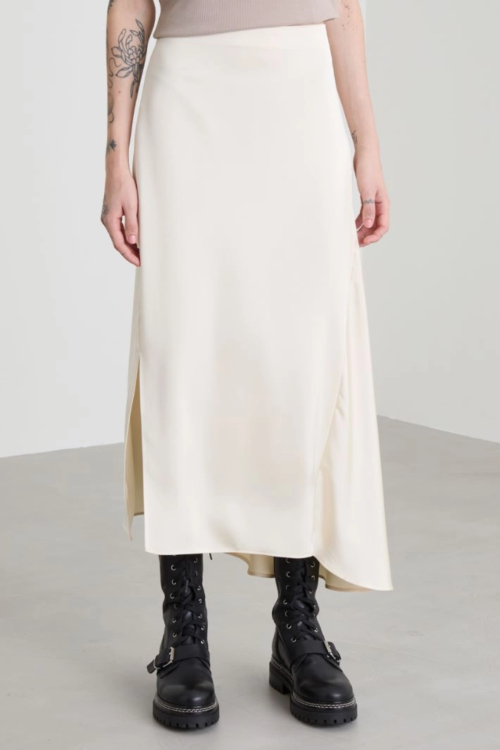 Godet satin skirt - CHAMPAGNE