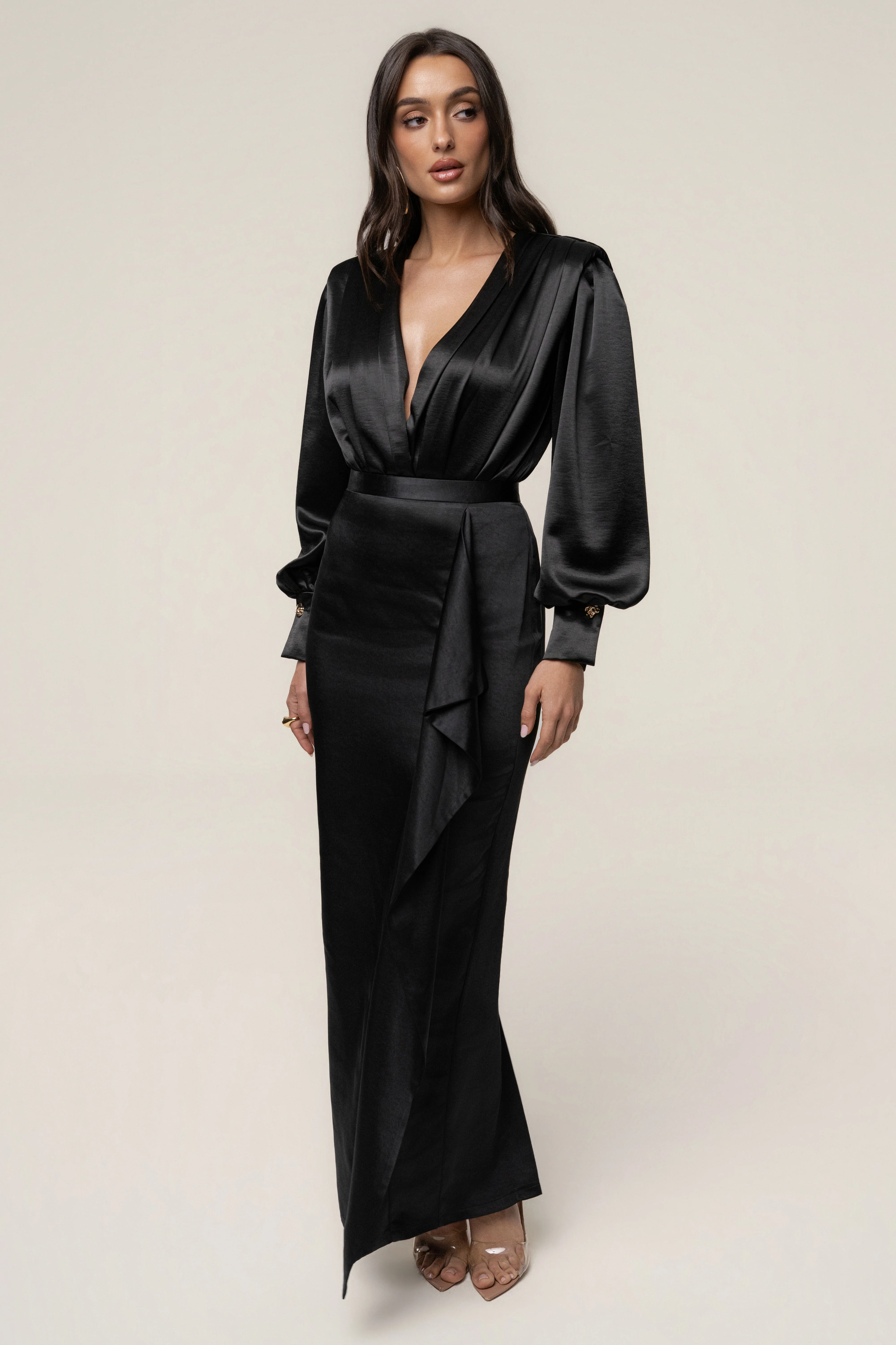 Black Midnight Mirage Satin Skirt