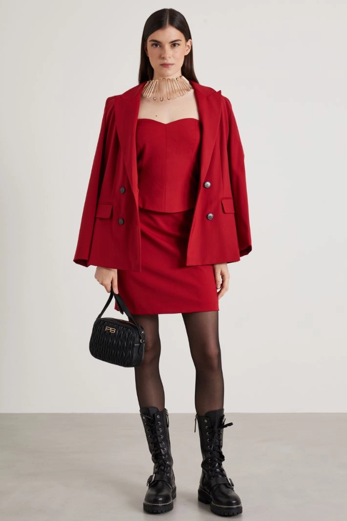 Gabardine corset - DARK RED