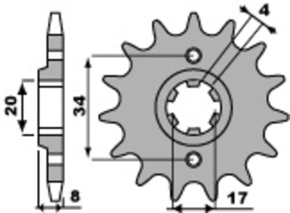 Standard steel PBR gearbox output pinion 267 - 520Ref: PBR00781A / 1077647002