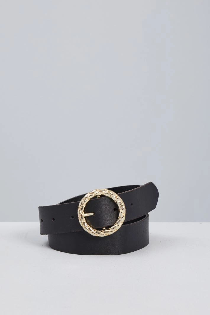 Genuine leather belt - BLACK GOLD
