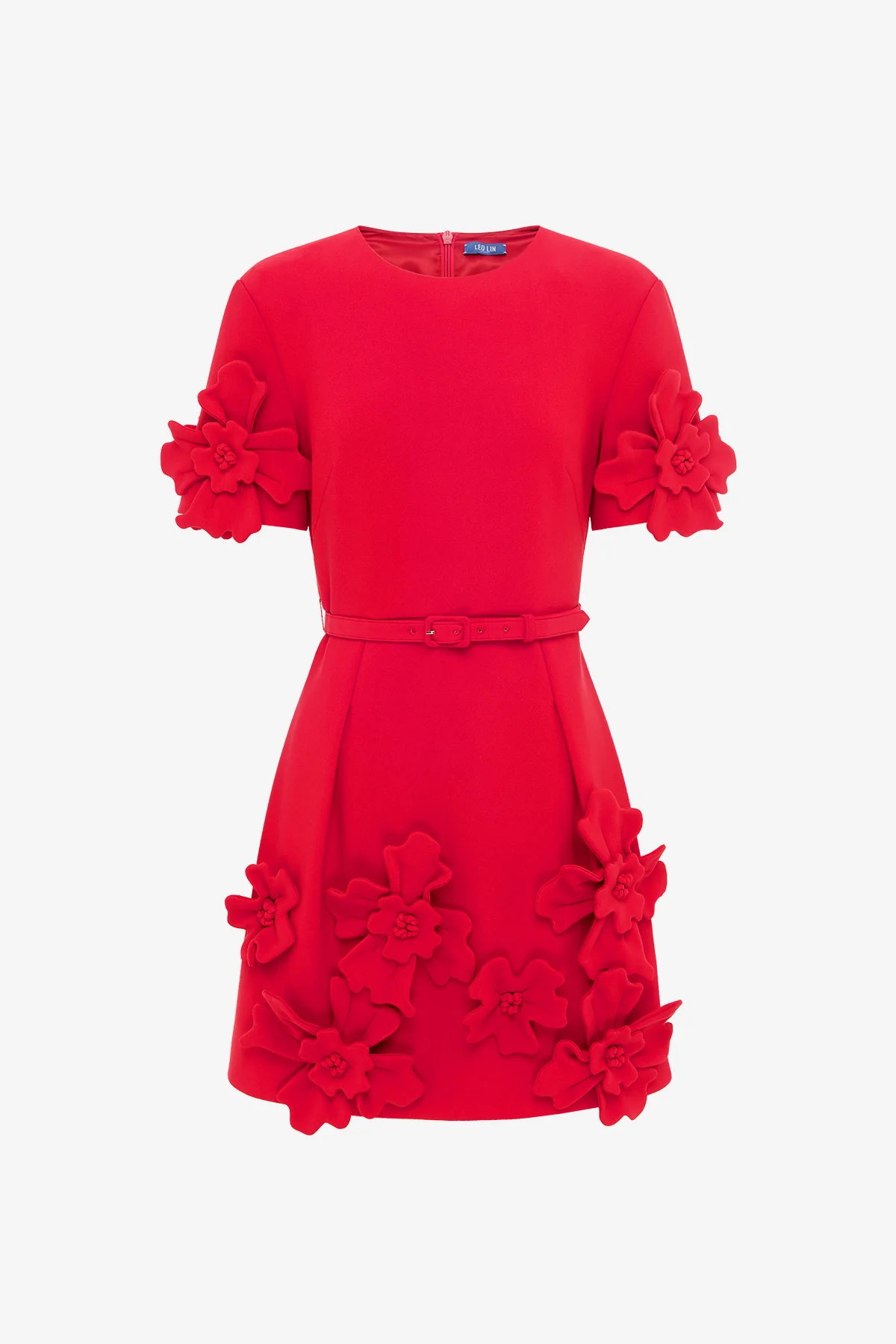 Aurelie Floral Appliqué Mini Dress - Rosa
