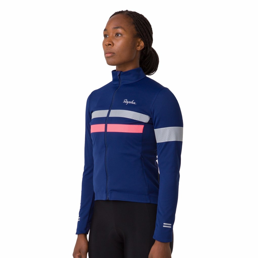 Rapha Brevet Windstopper Long Sleeve Jersey Women - navy/hi-vis pink