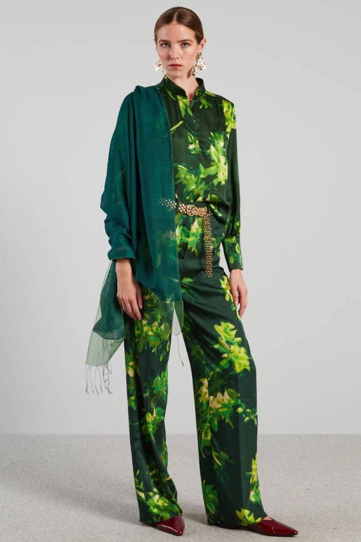 Twill palazzo trousers - GREEN