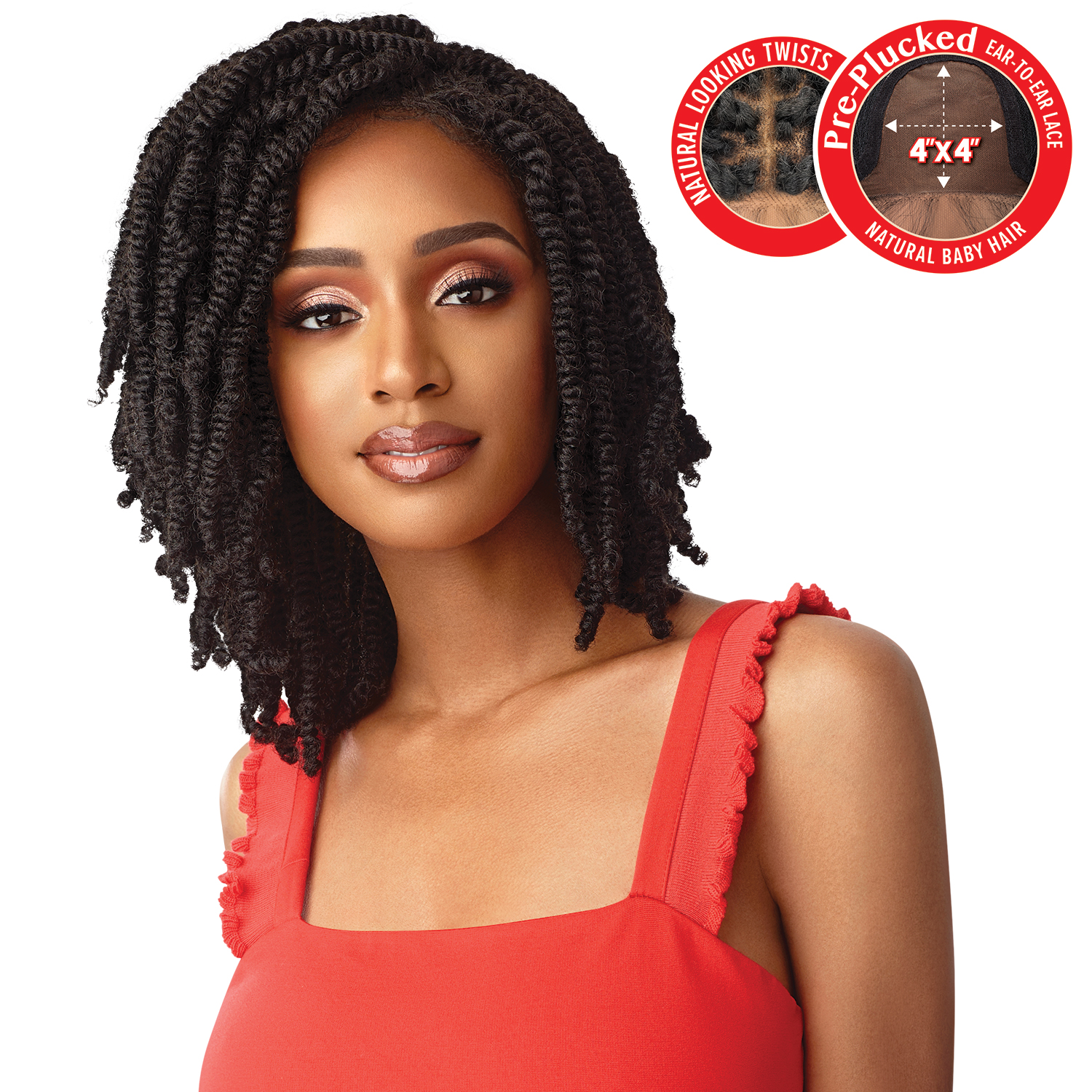 Outre X-Pression Twisted Up Glueless Lace Front 4X4 Braid Wig Straight Bomb Twist 14