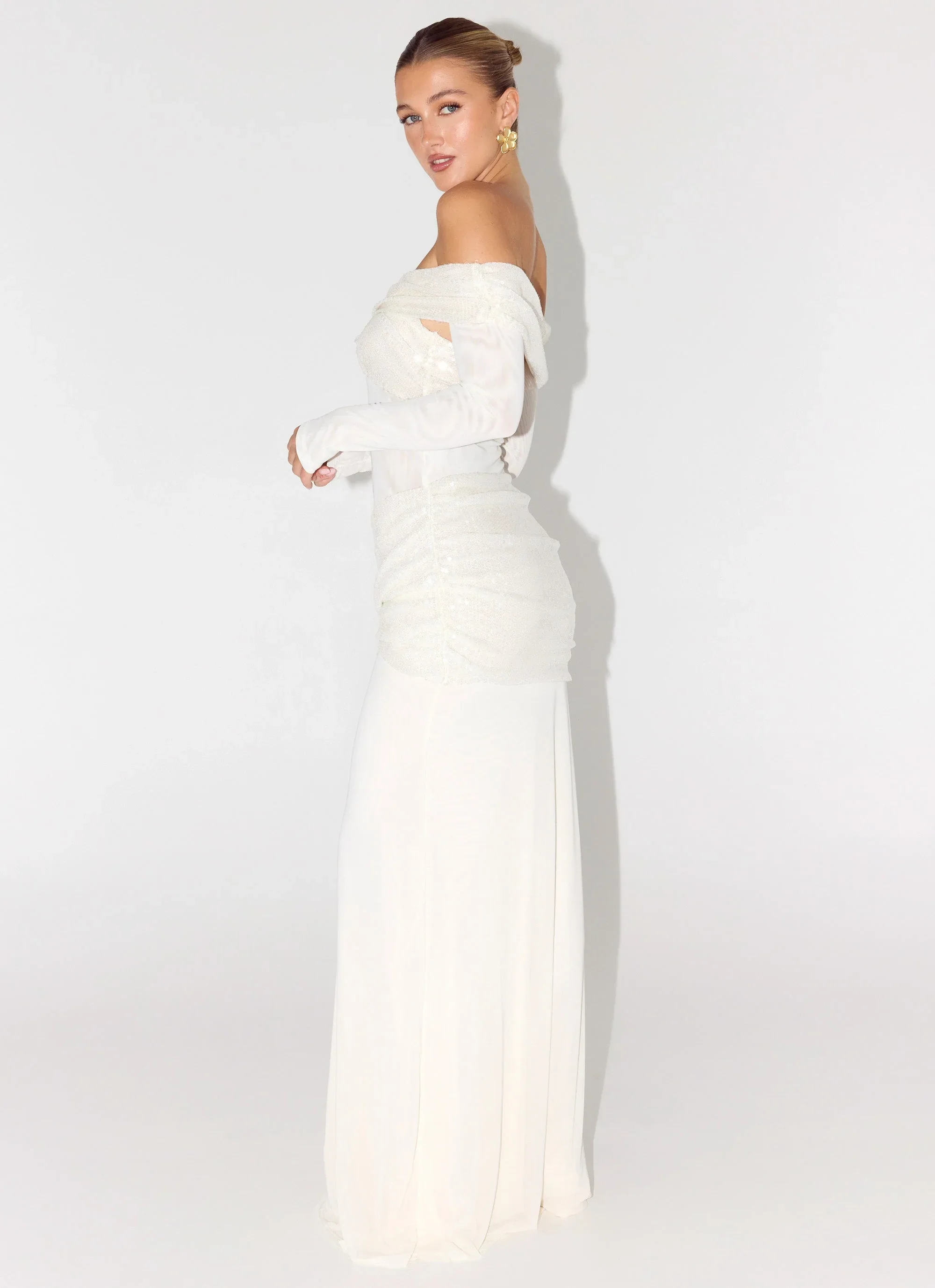 Over To You Sequin Maxi Dress - White