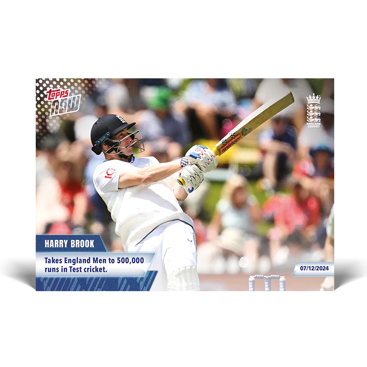 Harry Brook - Takes England Men to 500,000 runs in Test cricket. - 23/24 ECB Topps NOW® Card 53
