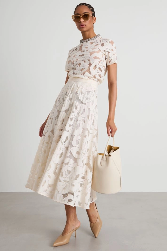 Floral lace skirt - IVORY