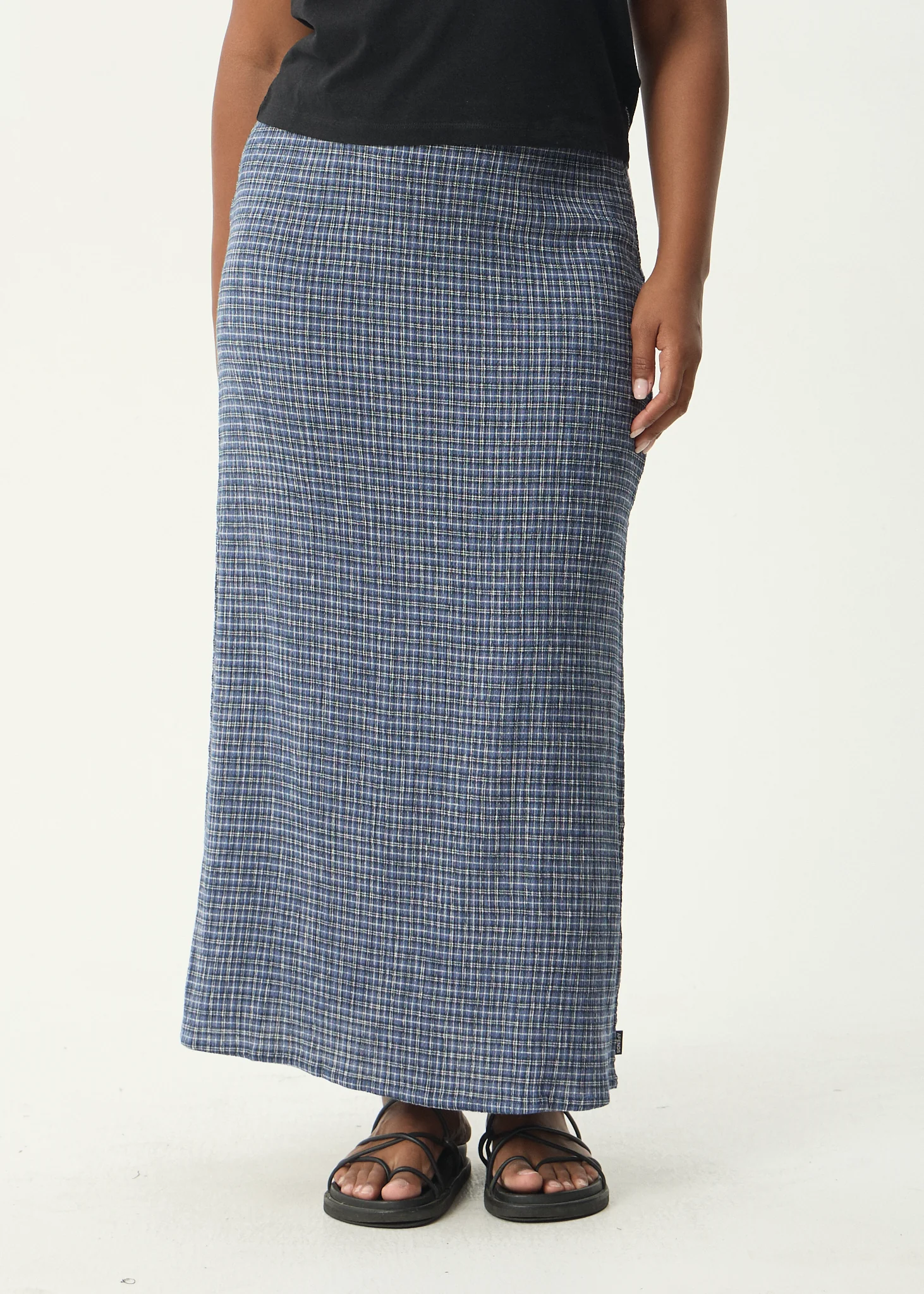 AFENDS Womens Lita - Seersucker Maxi Skirt - Shipwreck Marlin