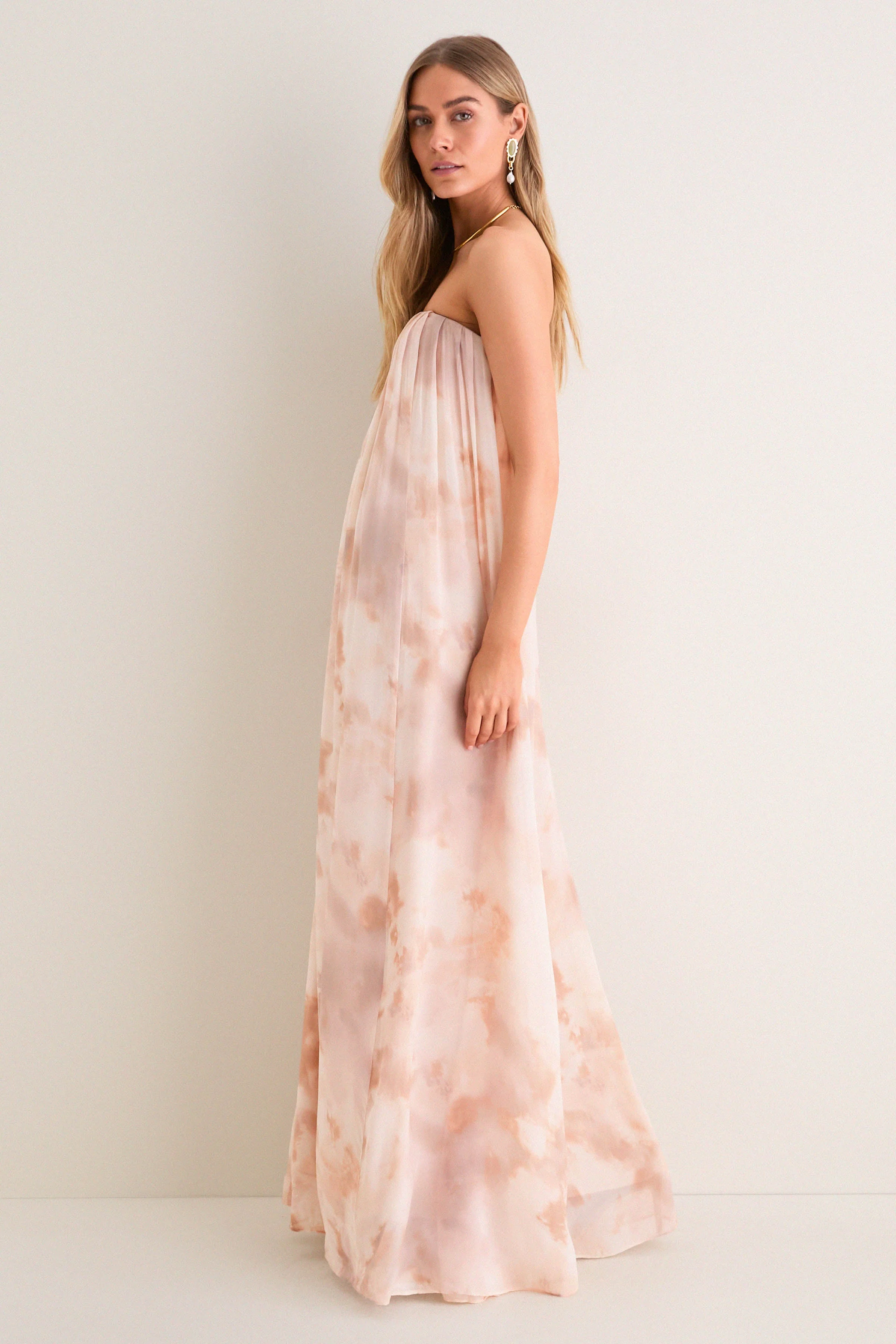 Frappe Multi Tie Die Raine Wire Strapless Gown