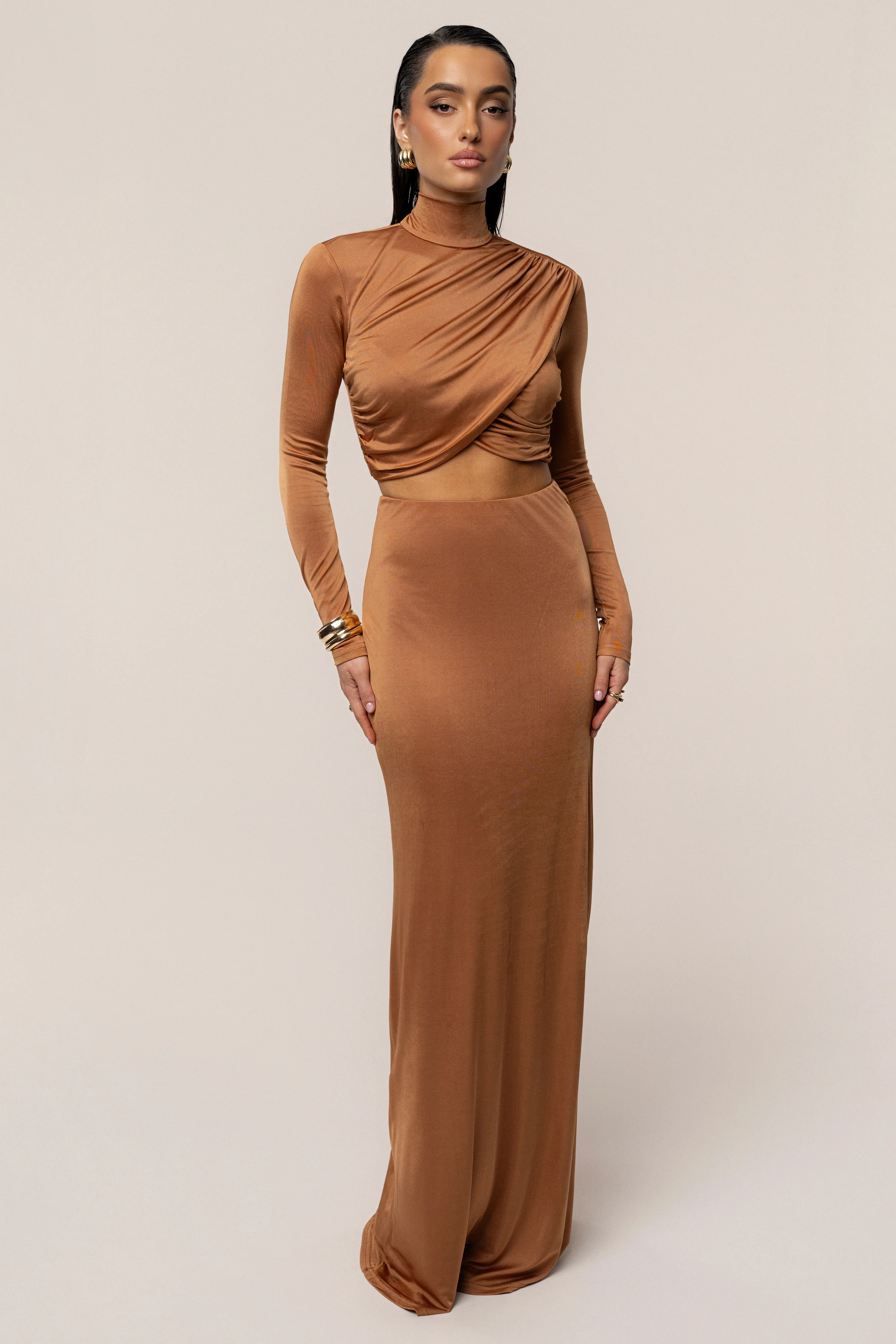 Copper Ultra High Waist Maxi Skirt