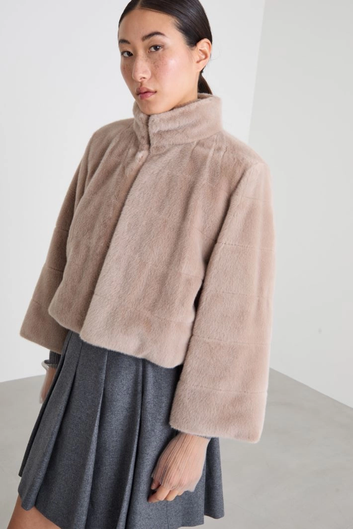 Jacket in soft and warm fabric - SAND