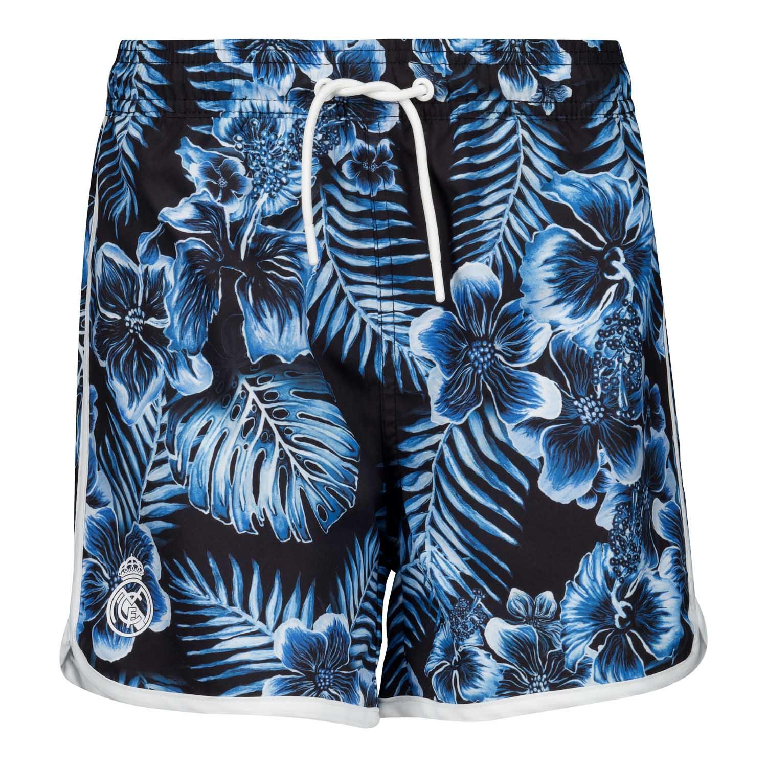 Kids Real Madrid Flower Print Blue Swimshorts