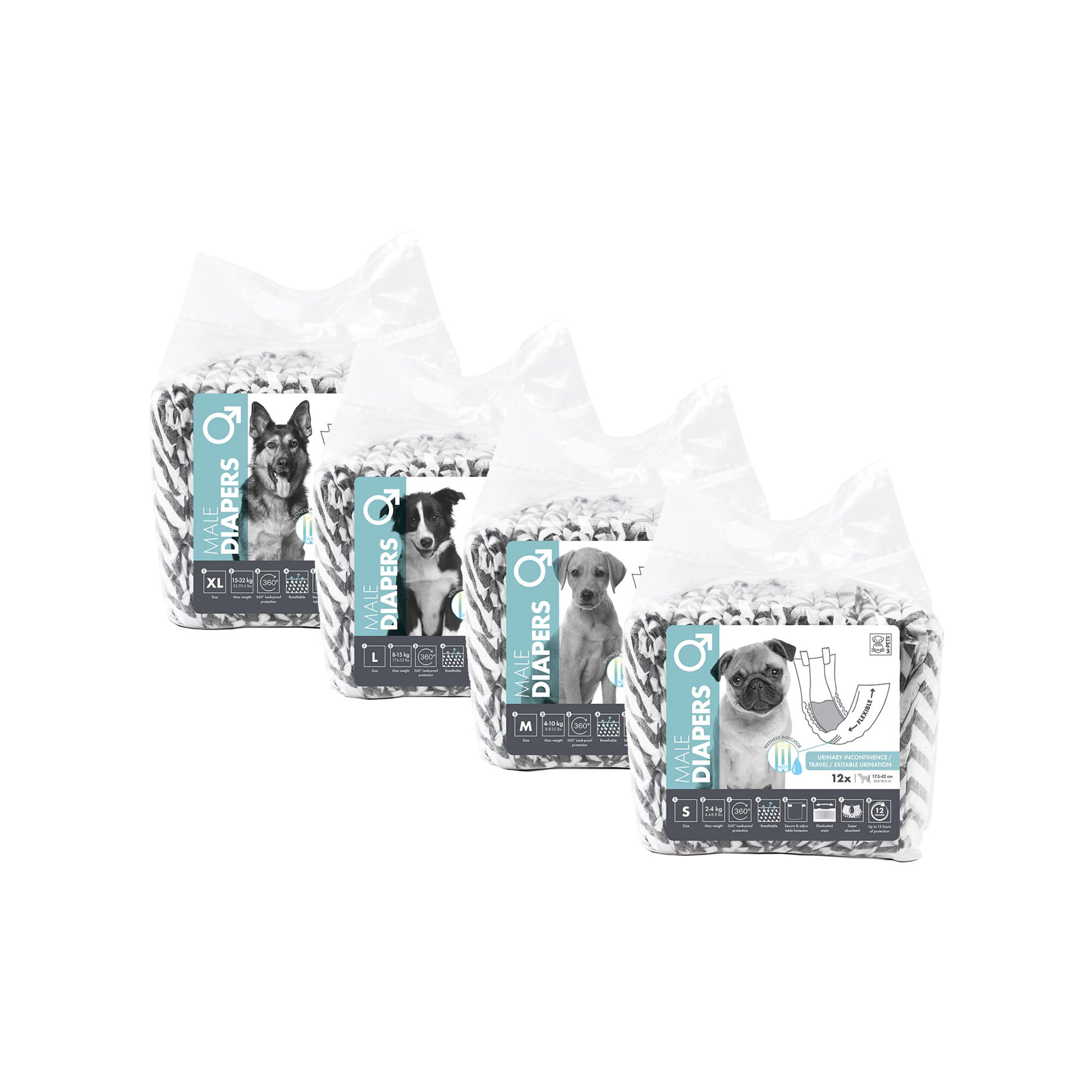 M-Pets Dog Diapers Male - M - 550 × 200mm - 12 pieces
