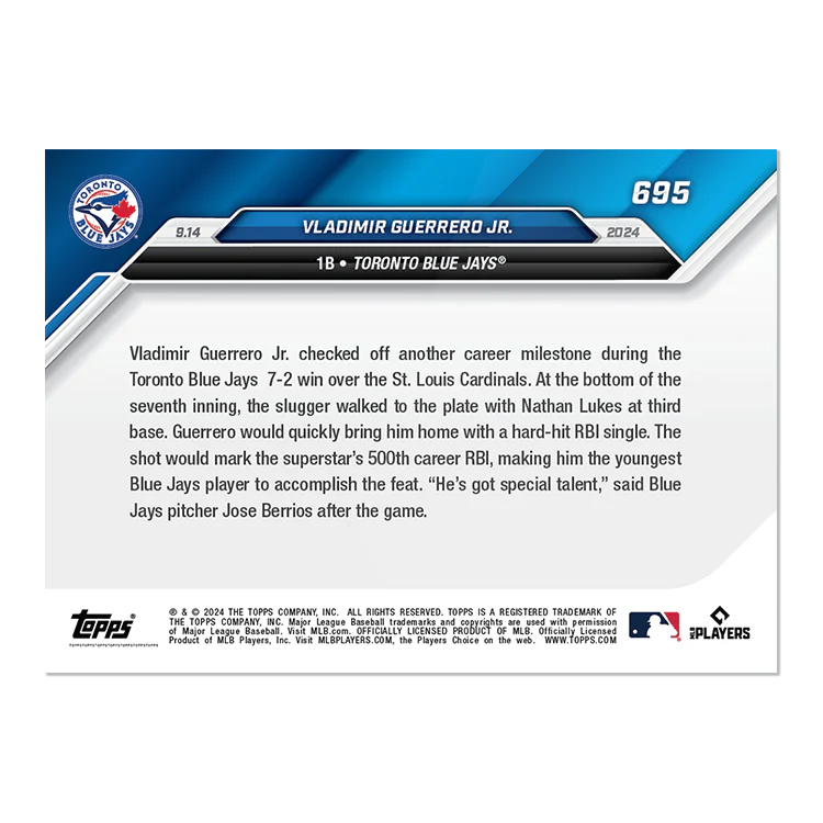 Vladimir Guerrero Jr - 2024 MLB TOPPS NOW® Card 695