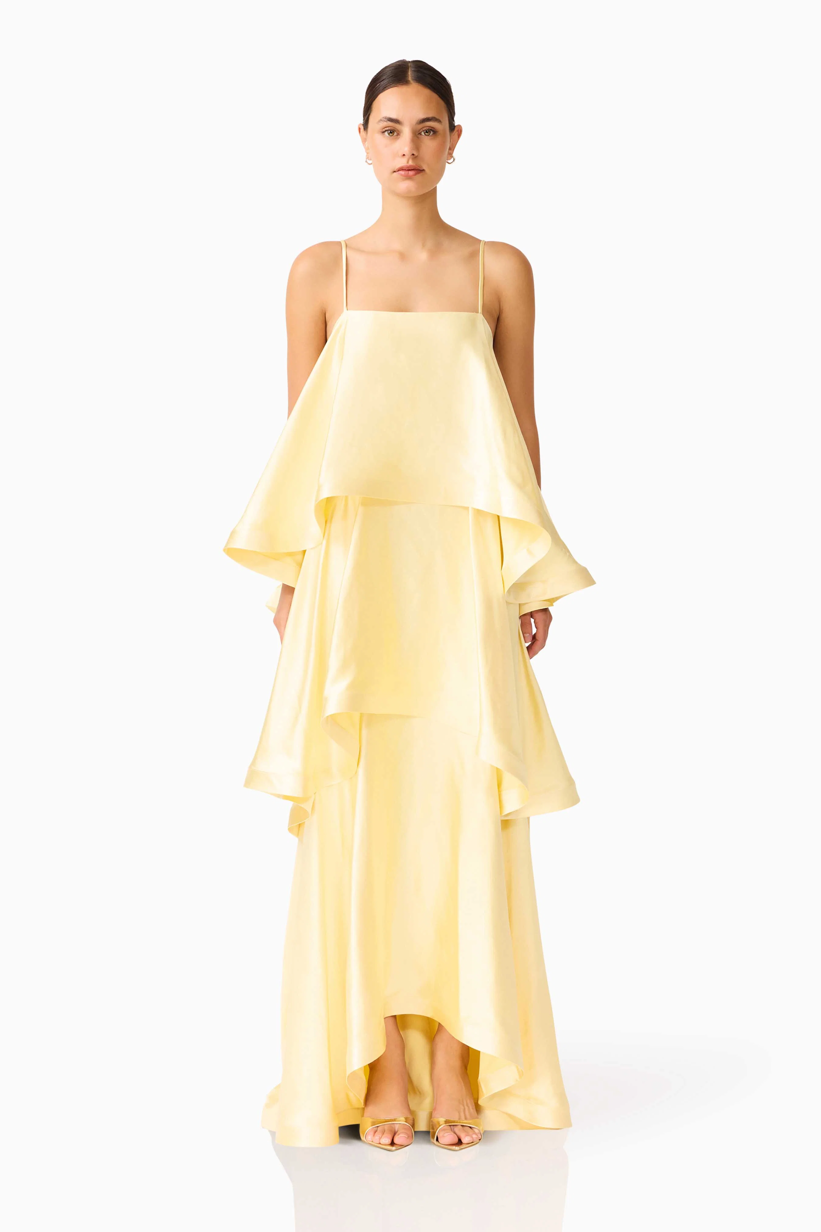Tilly Tiered Maxi Dress in Butter Yellow
