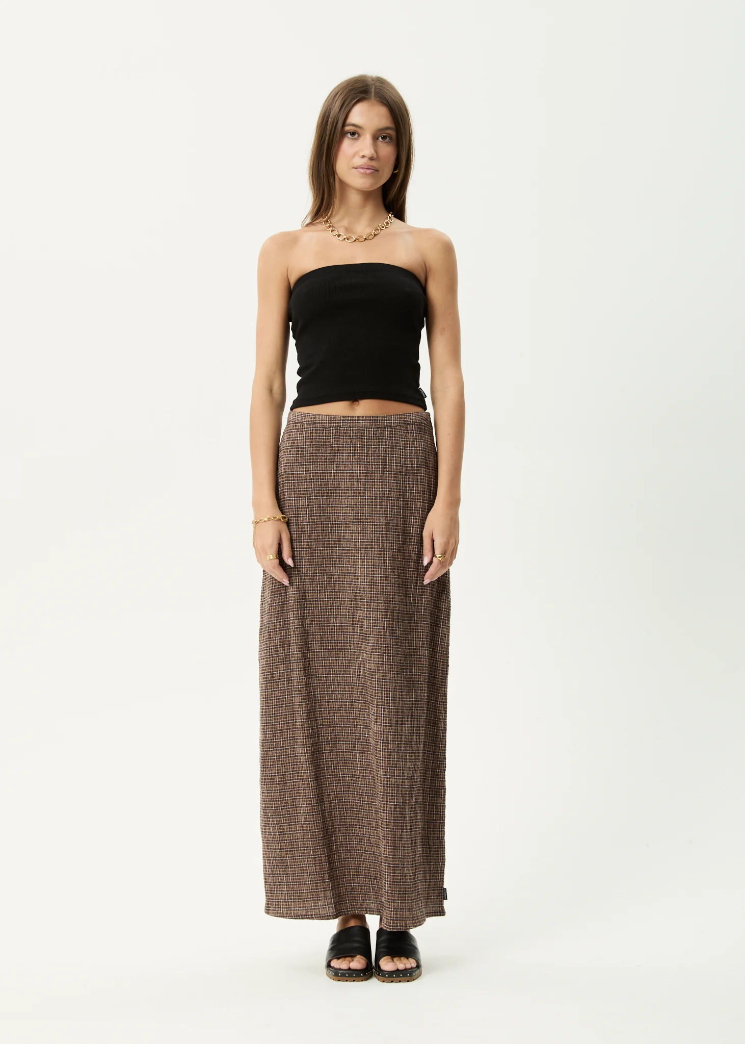 AFENDS Womens Lita - Seersucker Maxi Skirt - Hometown Coffee