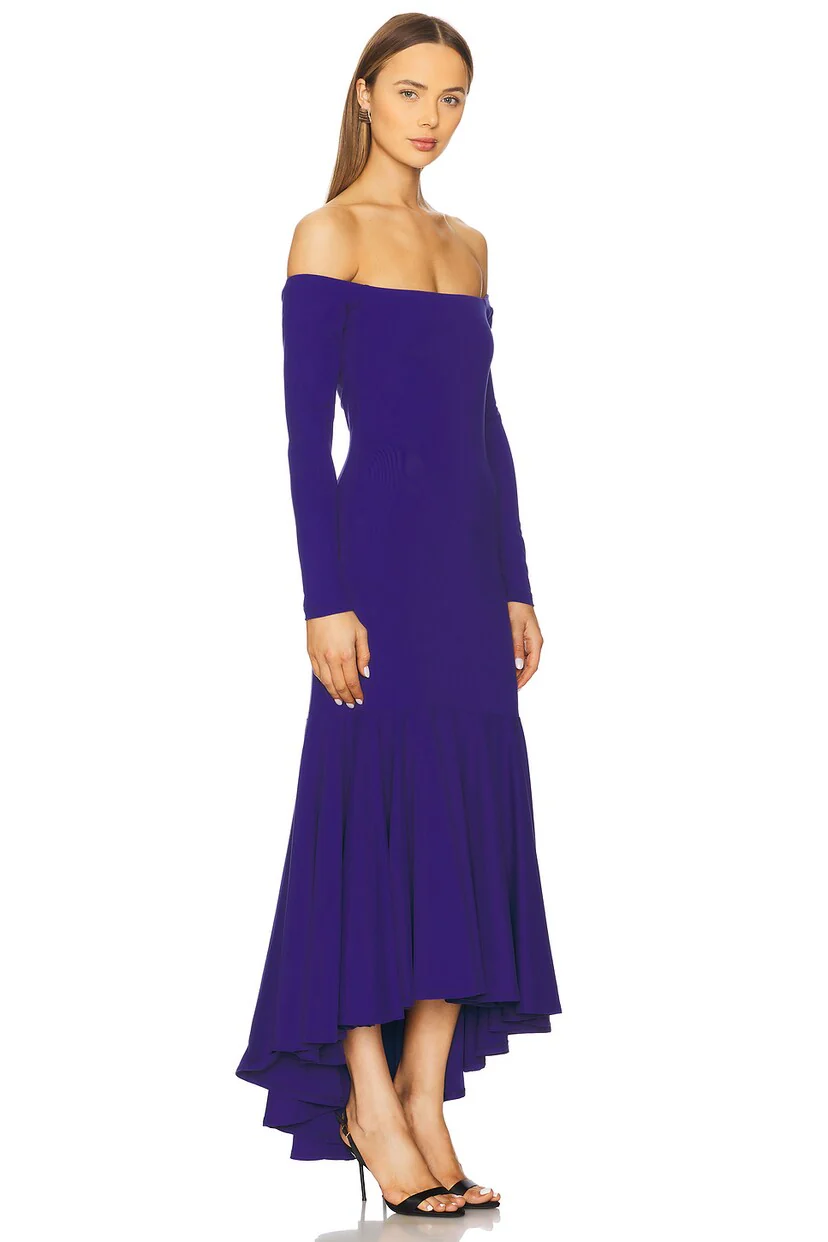 Off Shoulder Long Sleeve High Low Dress