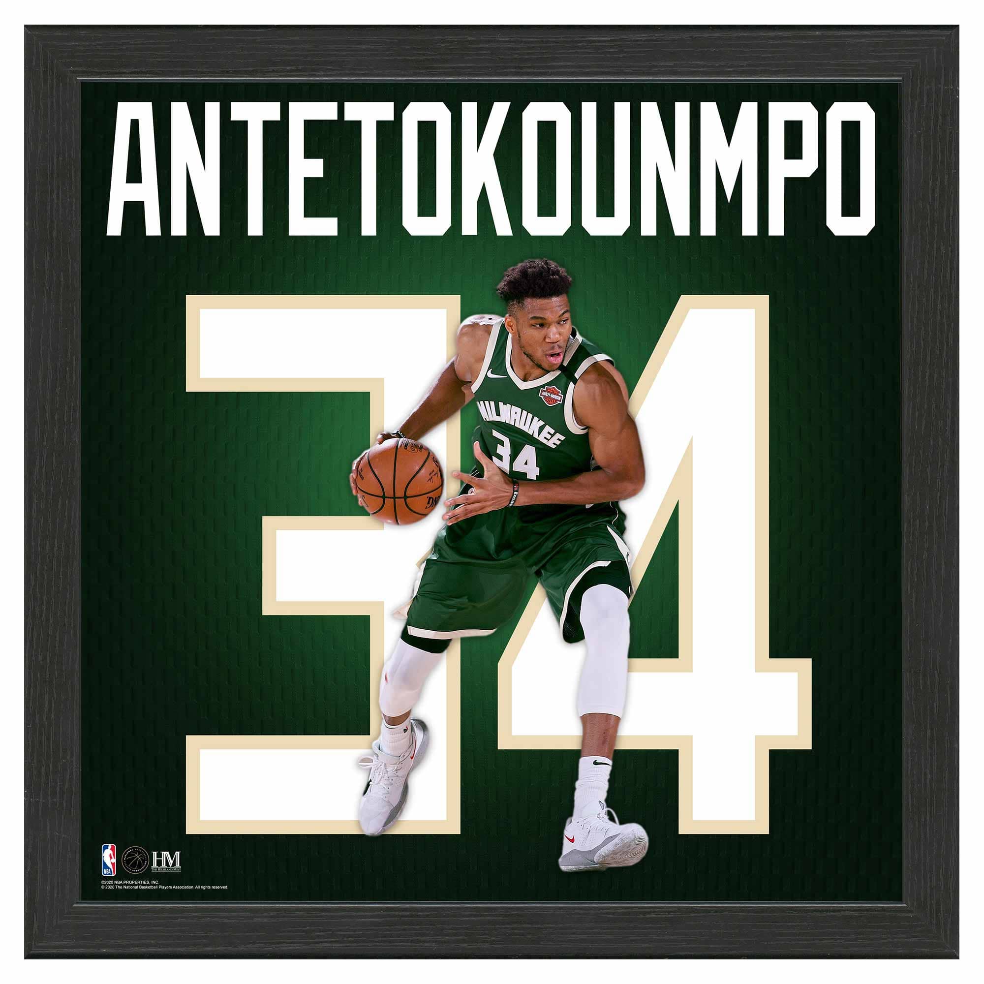 Giannis Antetokounmpo #34 Milwaukee Bucks Impact Jersey Framed NBA Photo