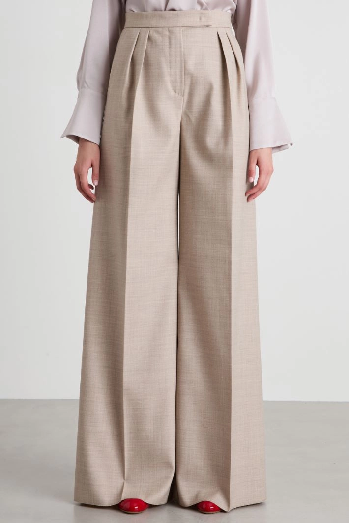 Wool palazzo trousers - BEIGE