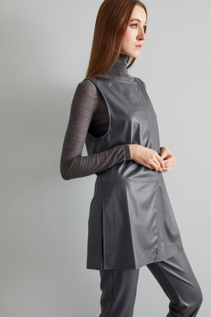 Long coated jersey top - LEAD GREY