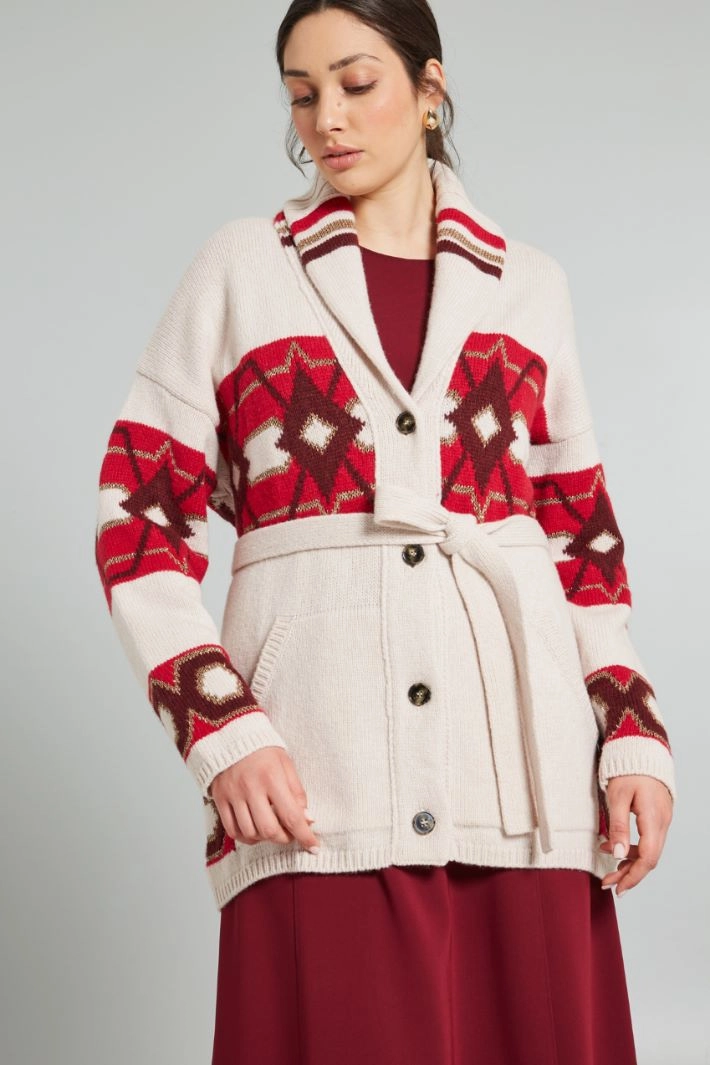 Wool-blend cardigan - BEIGE RED