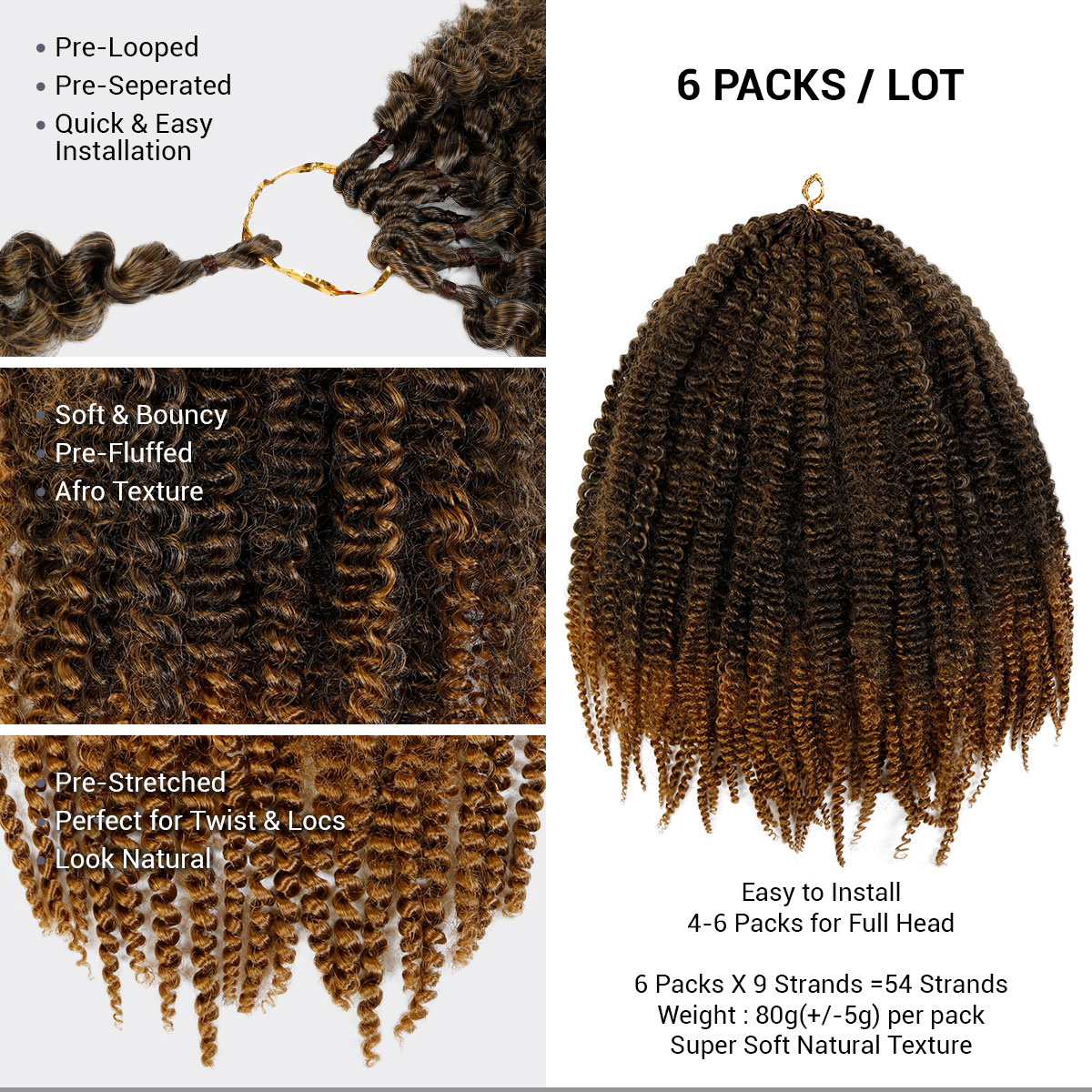 Authentic Synthetic Hair Crochet Braids Pre-Looped Afro Twist 18