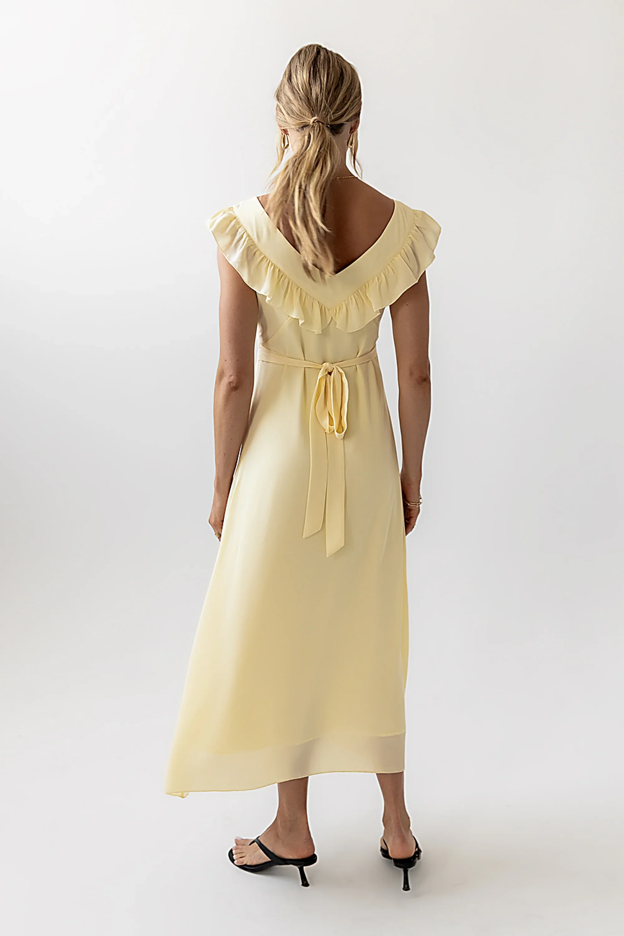 Lydia Ruffle Maxi Dress in Yellow