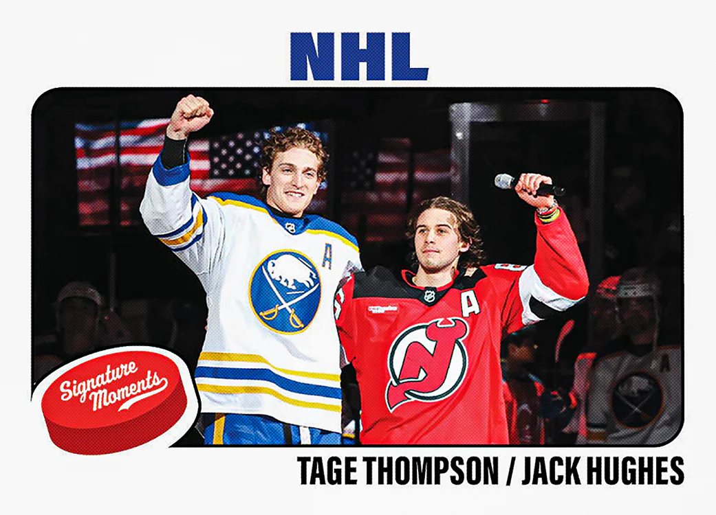Tage Thompson / Jack Hughes - 2025-26 NHL Topps NOW® - Sticker # 109 - PR: 1040 Pack