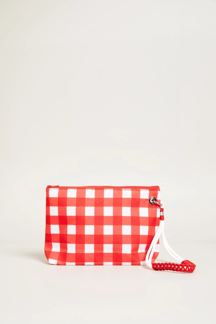 Printed vichy envelope bag - RED