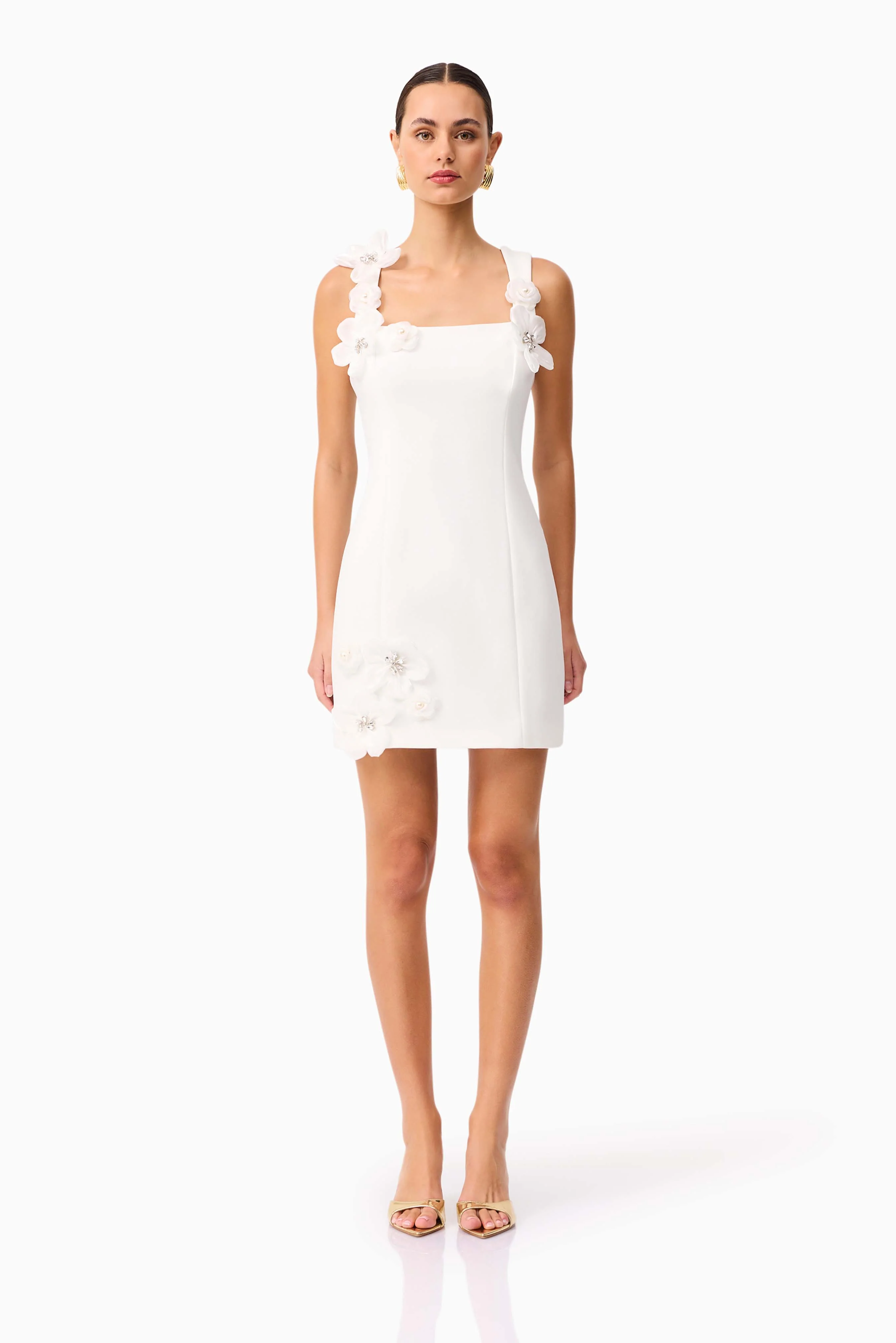 Chantelle Floral Mini Dress in White