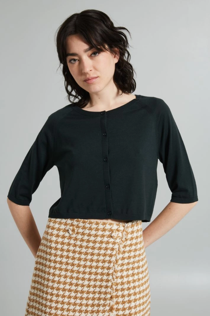 Wool yarn shrug - FORREST GREEN