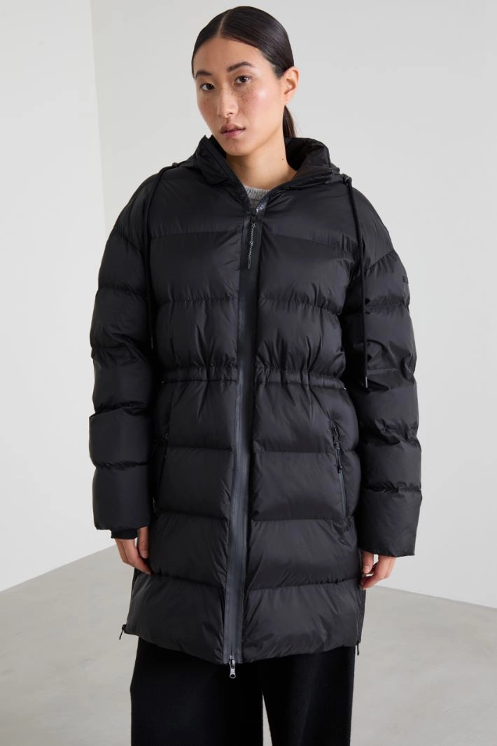 Drawstring puffer jacket - BLACK