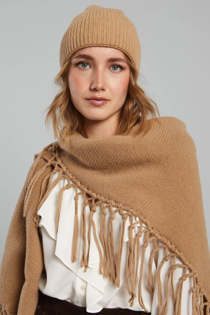 Turn-up beanie hat - CAMEL