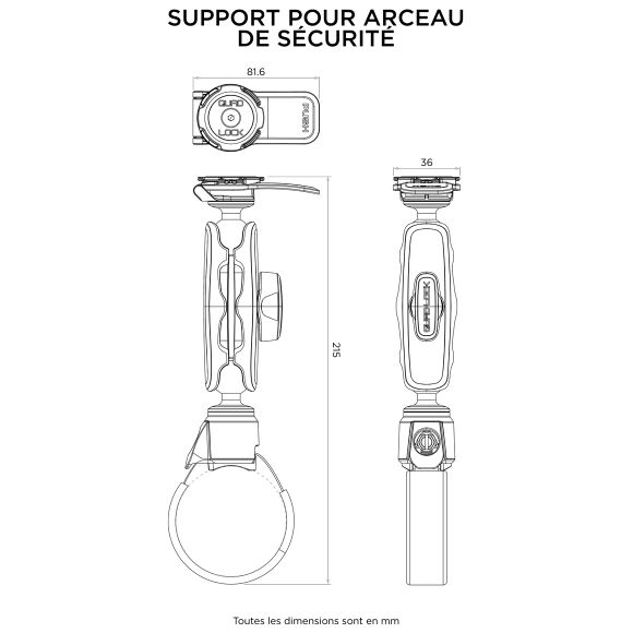 Quad Lock Smartphone Support Safety Arceau - BlackRef: QDL0362 / 1147658