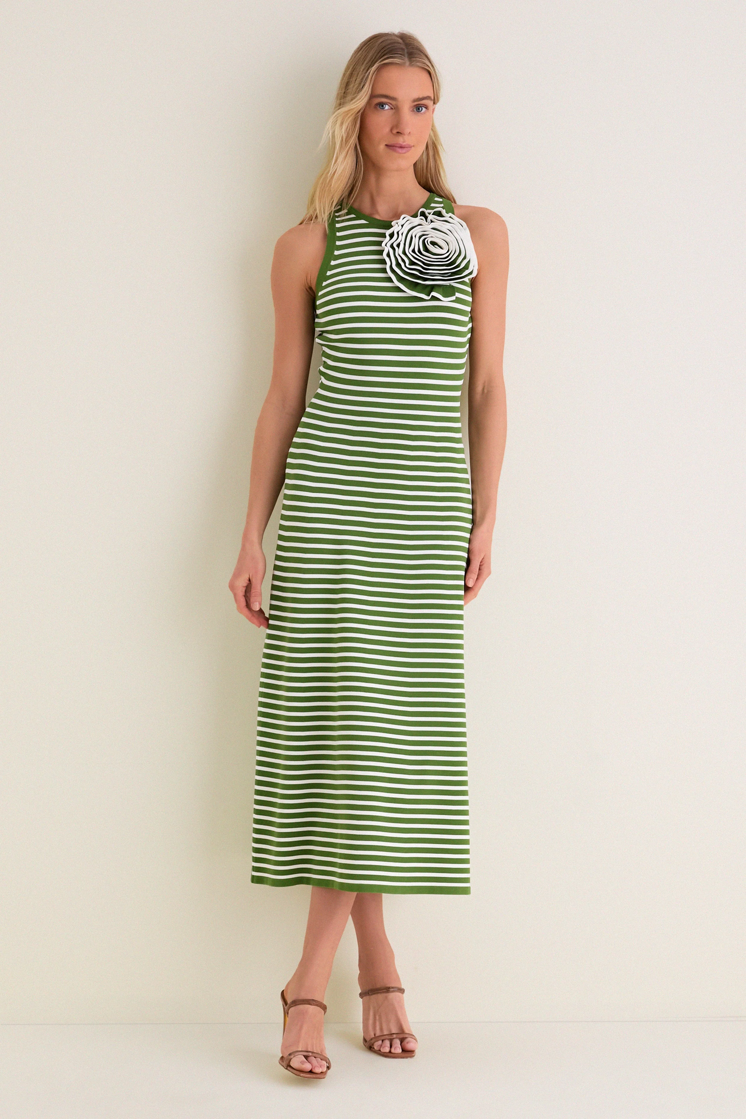 Cactus Multi Rose Detail Knit Halter Dress