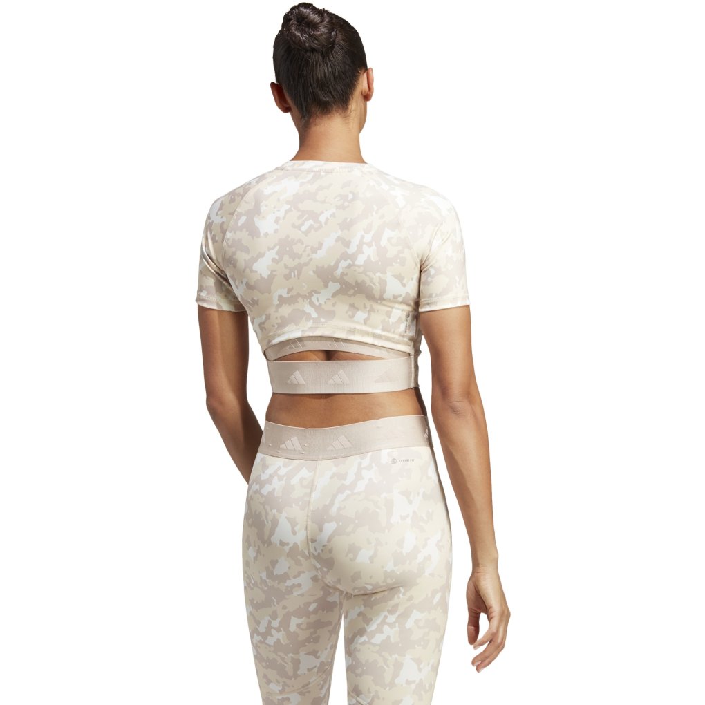 adidas Techfit Camo Print Crop Training T-Shirt Women - wonder taupe IC8053