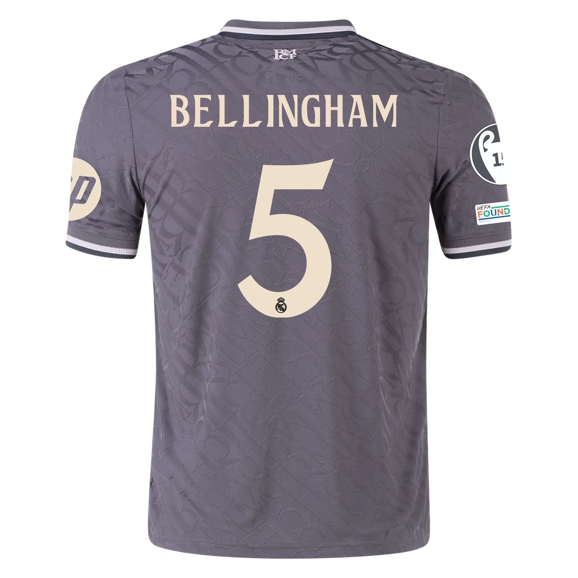 Real Madrid Authentic Jude Bellingham Third Jersey w/ Champions League Patches 24/25 (Charcoal)
