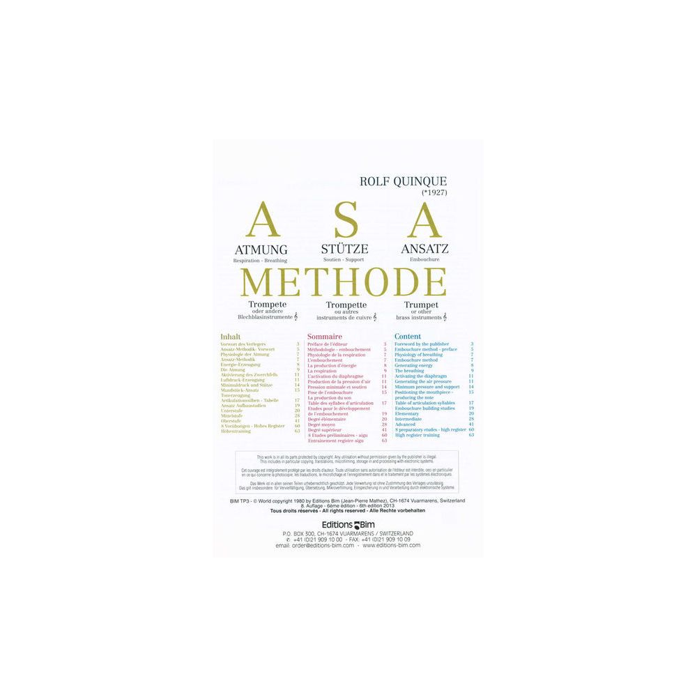 Editions Bim ASA Methode Trumpet – Thomann Ireland