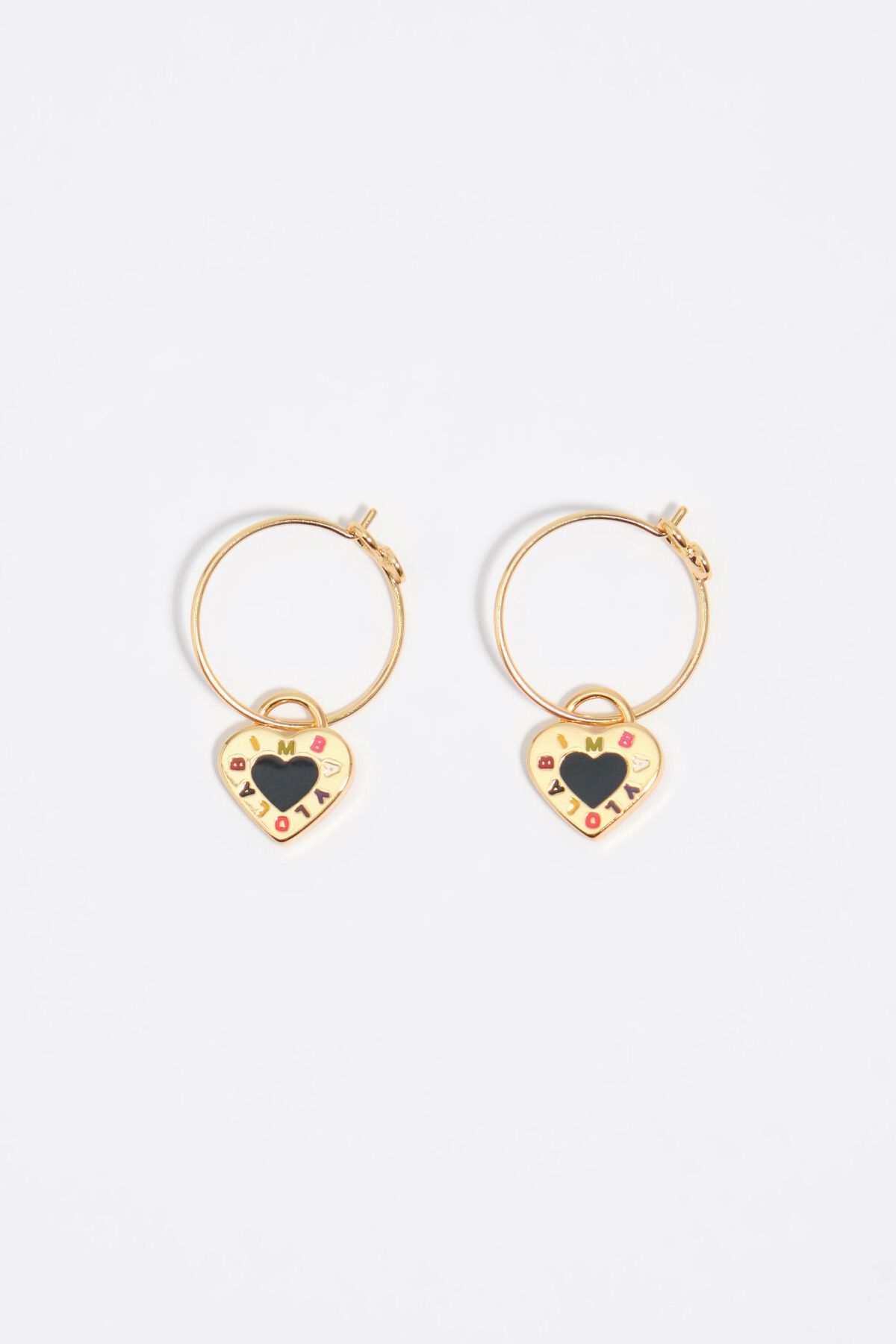 Black heart logo hoop earrings