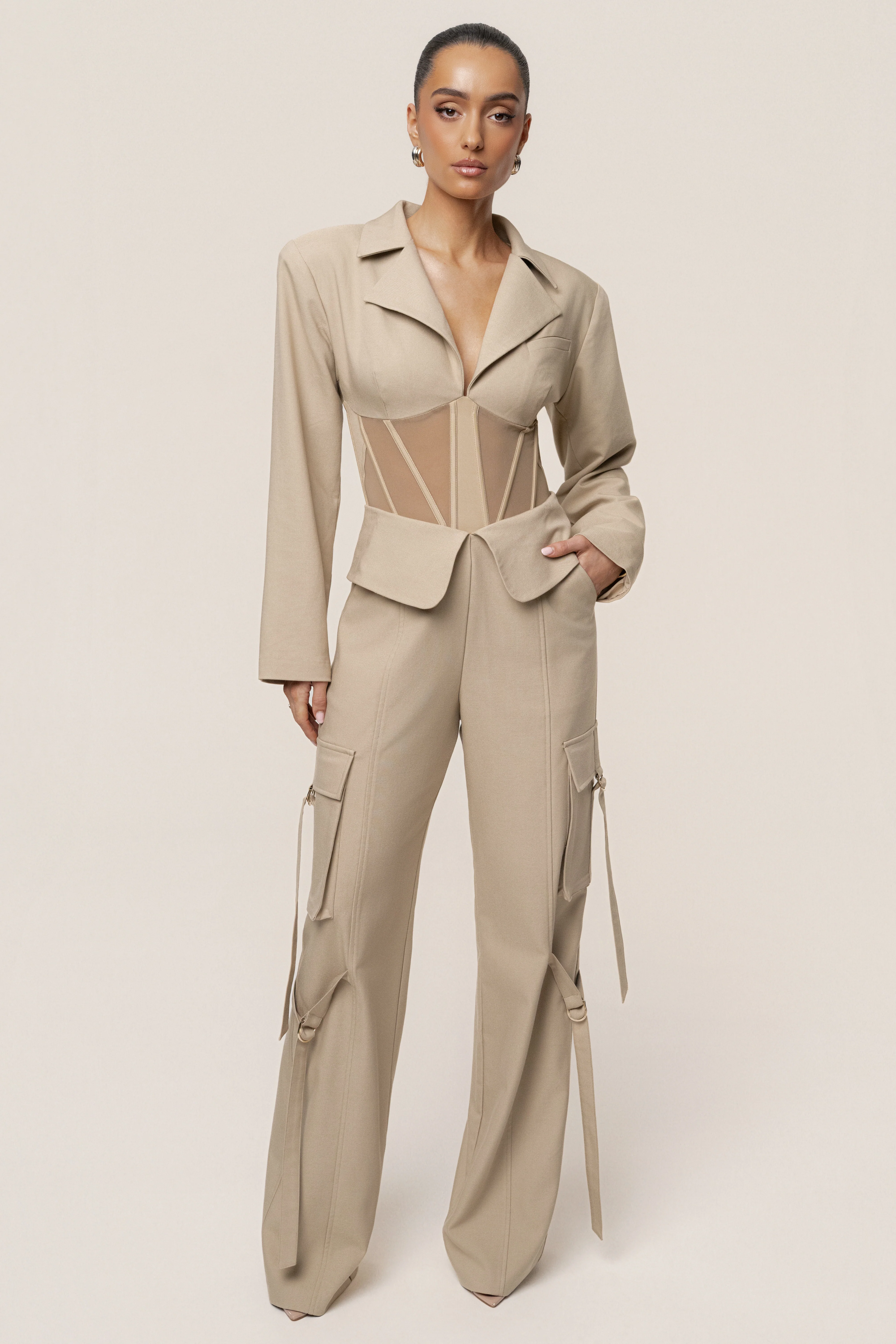Stone Downtown Blazer Bodysuit
