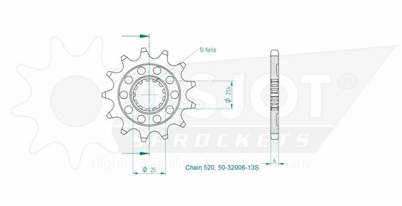 Esjot gearbox output pinion 13 teethRef: ESJO00049A / 12122388