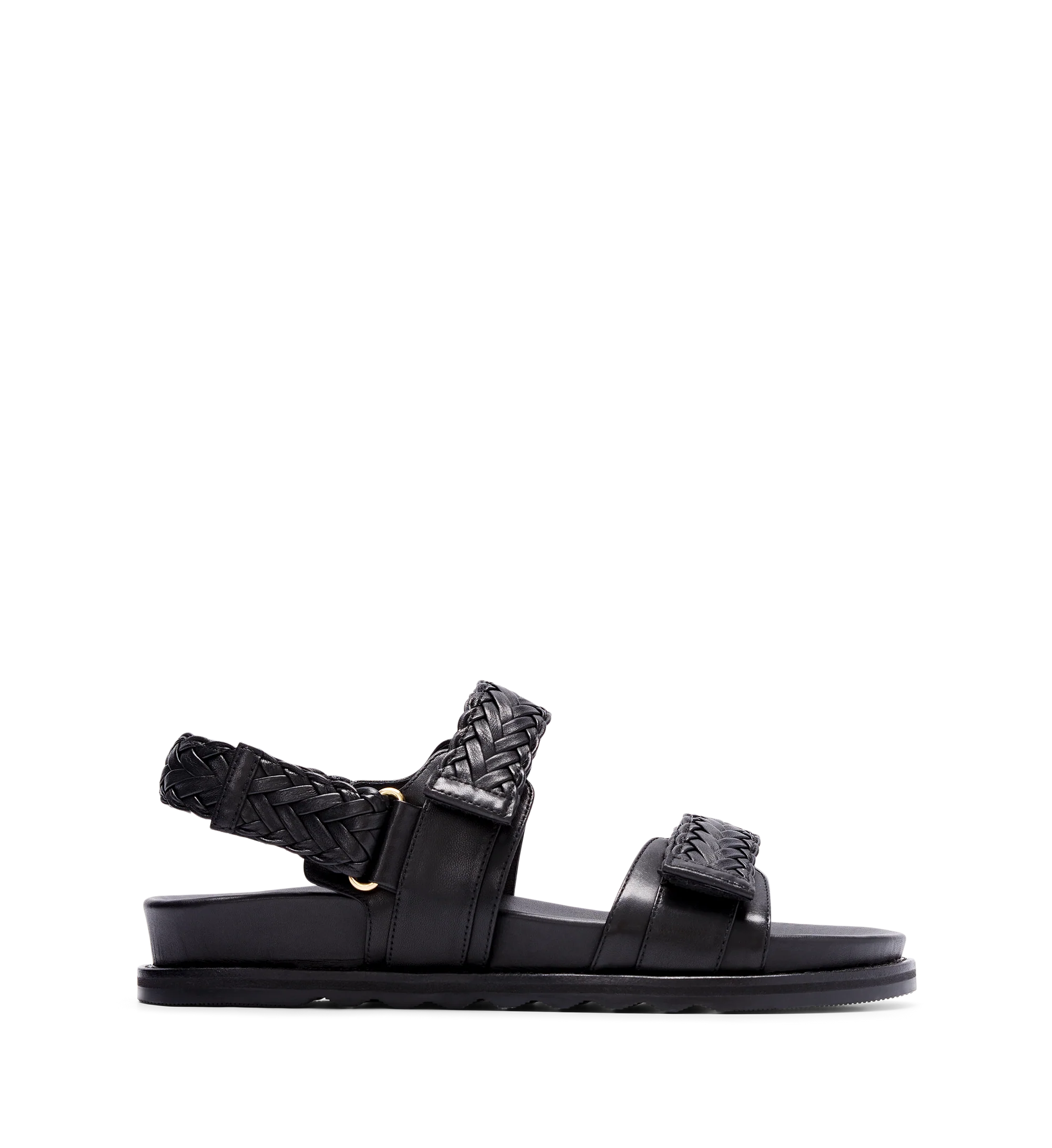 Cygnet Black Leather Chunky Sandals