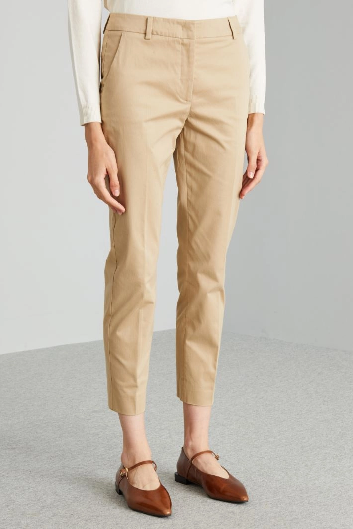 Cotton satin trousers - LIGHT BEIGE