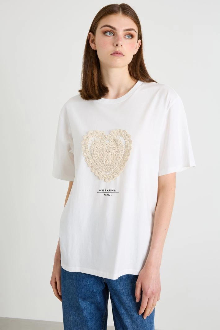 Jersey T-shirt with embroidery - WHITE