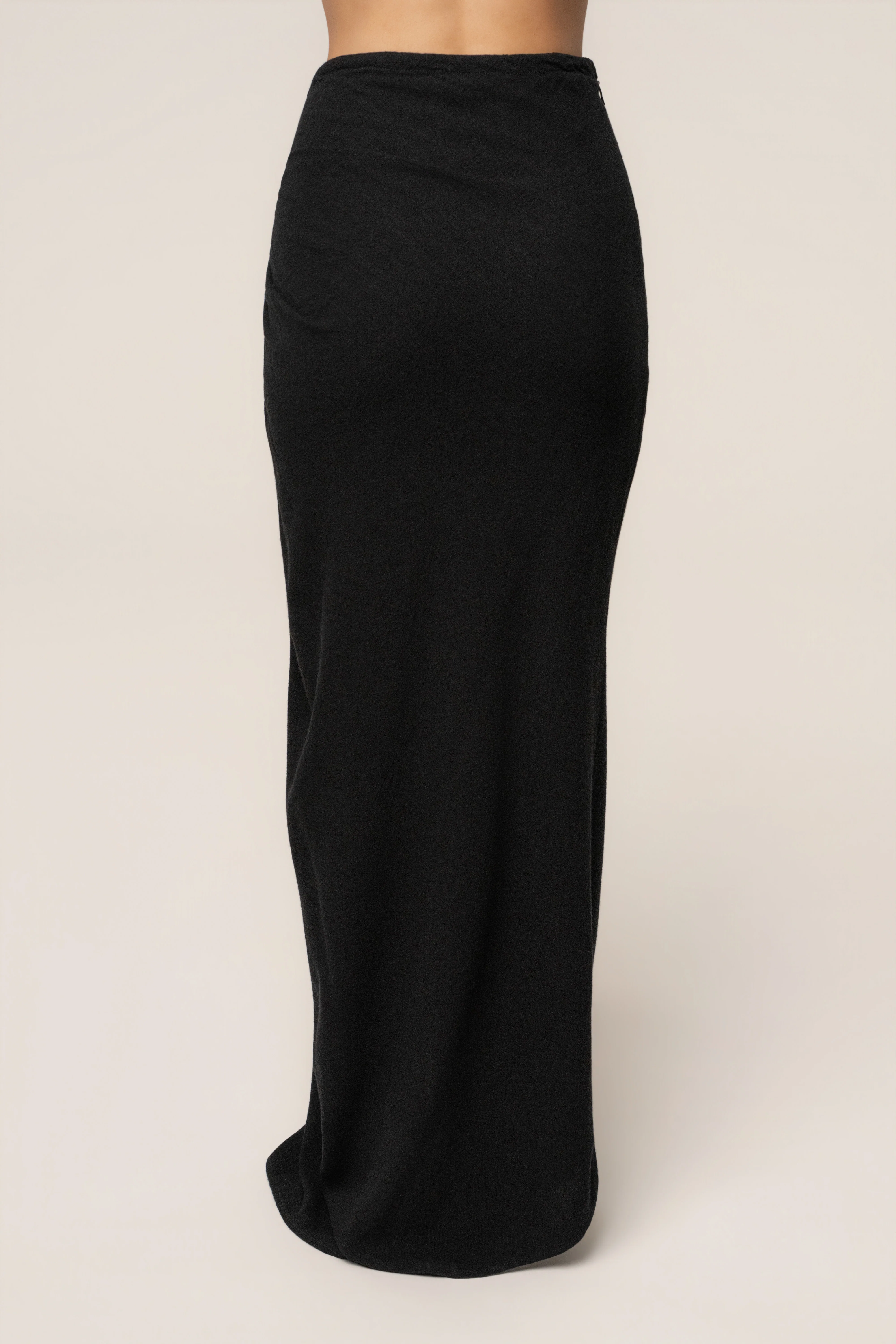 Black Noelia Linen Slit Skirt