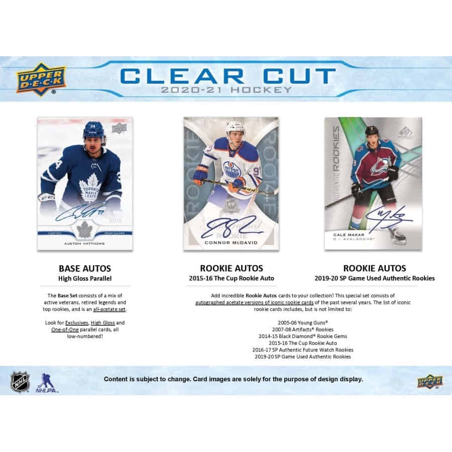 2020/21 Upper Deck Clear Cut NHL Hockey Hobby Box