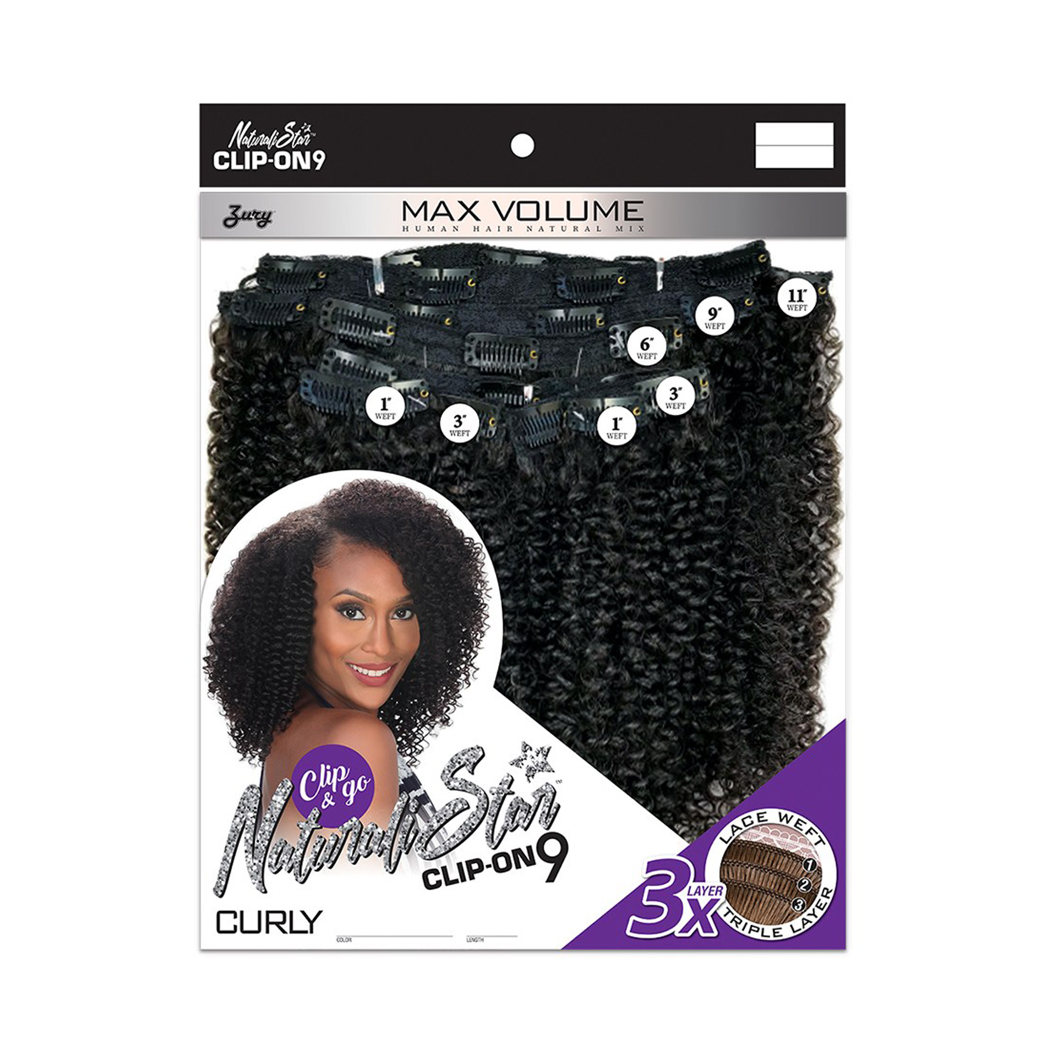 Zury Sis Weave Clip-On 9Pcs 3X Layer Curly