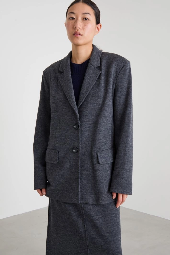 Wool jersey blazer - DARK GREY